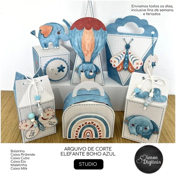 Kit 60 Lembrancinhas Elefante Boho