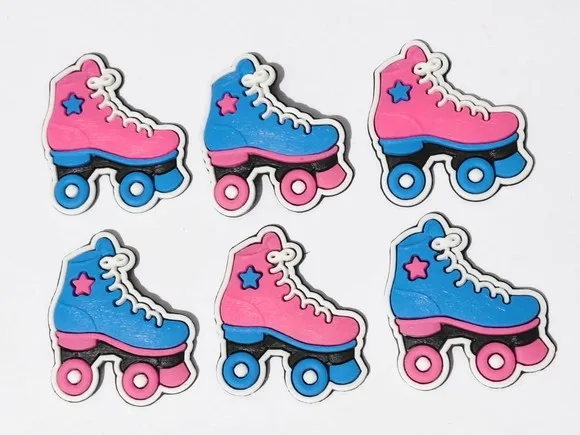 Aplique Patins Pink e Azul Emborrachado - 6 Unidades
