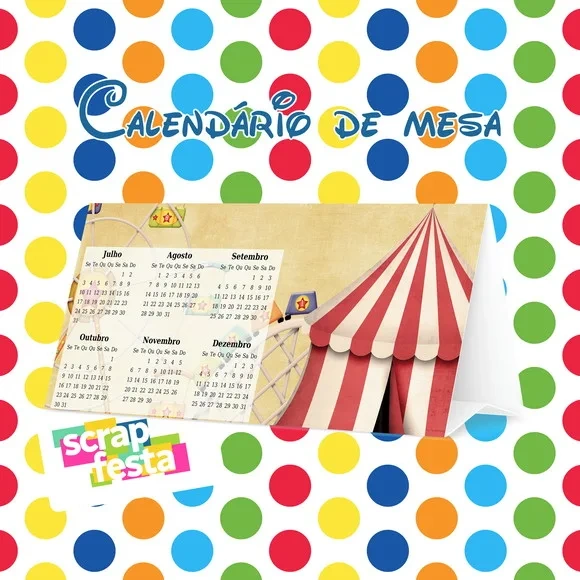 Calendário de Mesa Festa Circo Vintage
