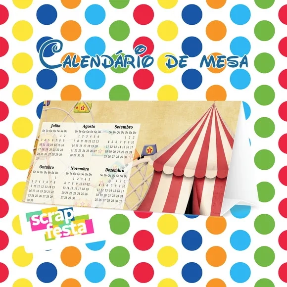 Calendário de Mesa Festa Circo Vintage