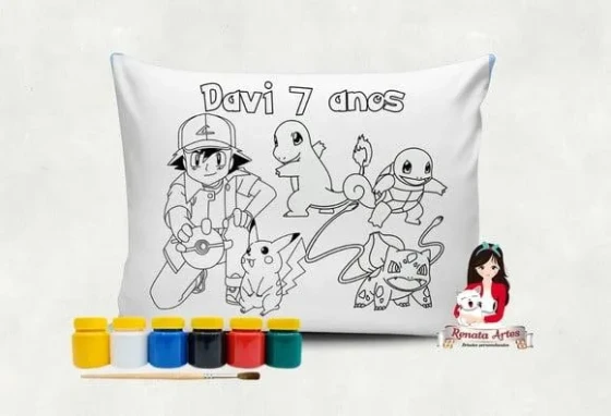 Almofada com Tinta para Colorir Pokemon