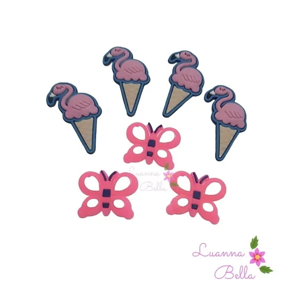 Apliques Emborrachados Flamingos e Borboleta-pct c/6unds