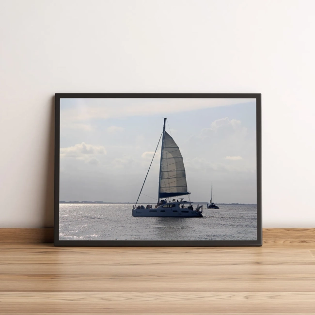 Quadro Decorativo Veleiro Navegando no Horizonte 1527