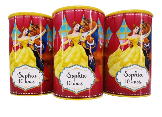 Cofrinho Personalizado para lembrancinhas da Bela e a Fera