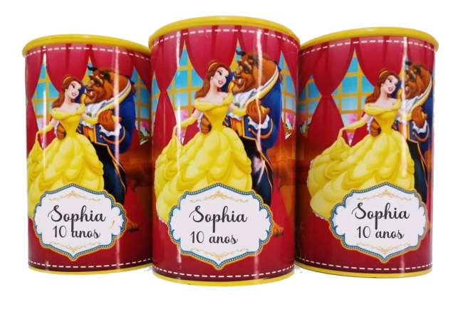 Cofrinho Personalizado para lembrancinhas da Bela e a Fera