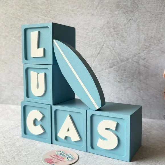 Surf - Decoração Bebê - Cubos 6x6cm + Prancha