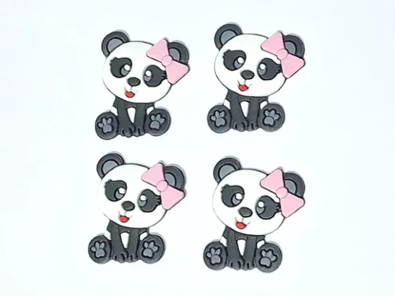 Aplique Panda Emborrachado Pacote com 8 Unidades