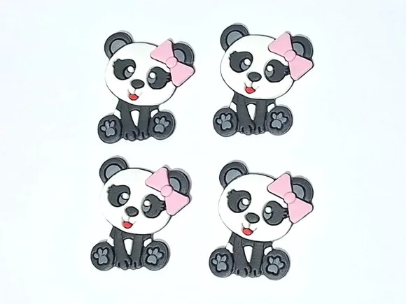 Aplique Panda Emborrachado Pacote com 8 Unidades