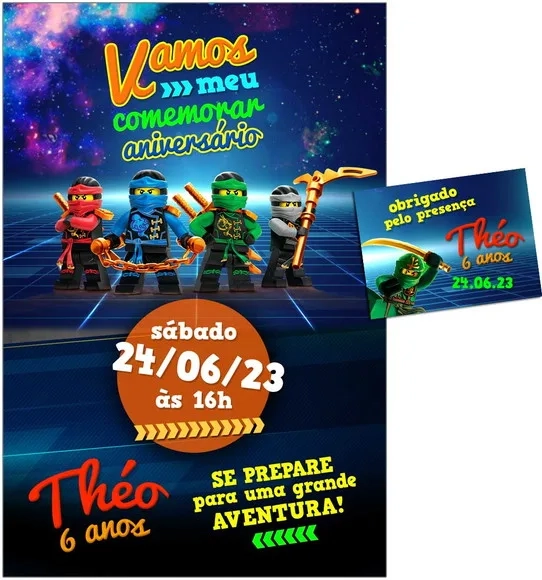 Convite Digital C/tag Lego Ninja Go 2