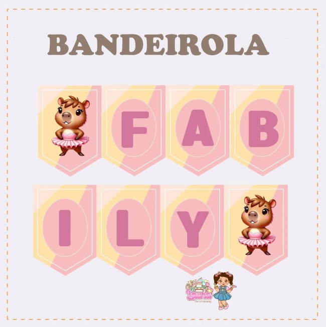 Kit Festa Só Um Bolinho CAPIVARA BAILARINA - Decoração de Festa