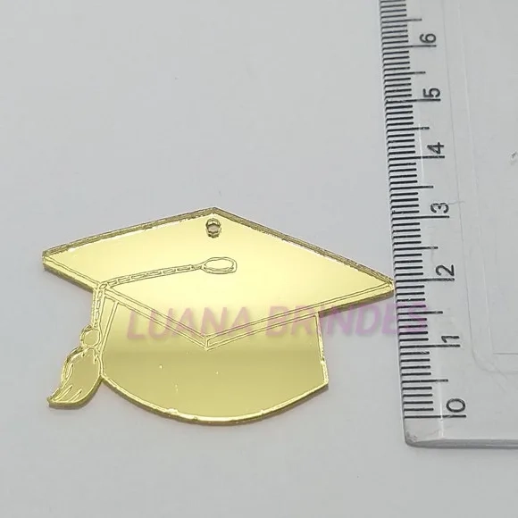 Pingente Capelo em Acrílico Espelhado Dourado de 3,3cm