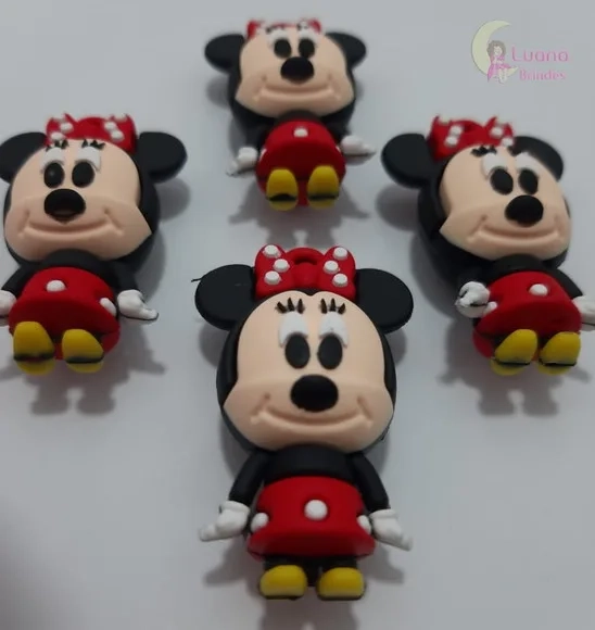 Pingente Minnie de Borracha - 4,6cm - pct c/2 unidades