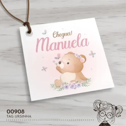 Tag Quadrada Ursinha - 00908
