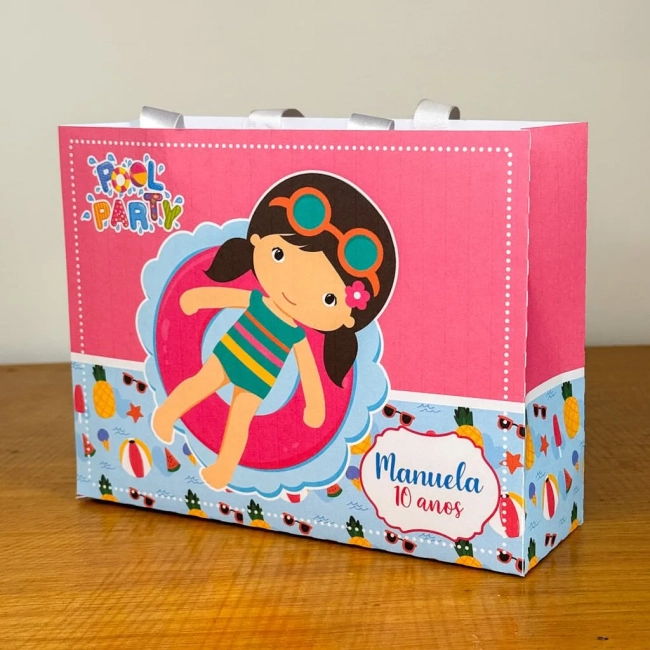 PEGUE E MONTE - Sacolinhas Personalizadas POOL PARTY MENINA - Decoração de Festa | Lembrancinhas | Aniversário | Personalizados