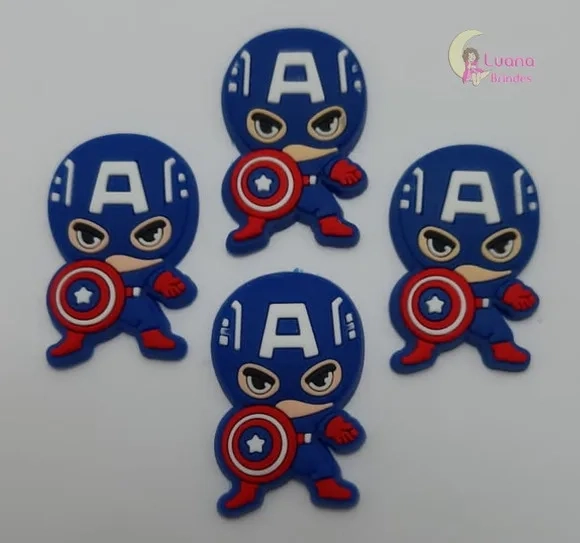 Aplique Capitão América de Borracha - Pct C/6 Unidades