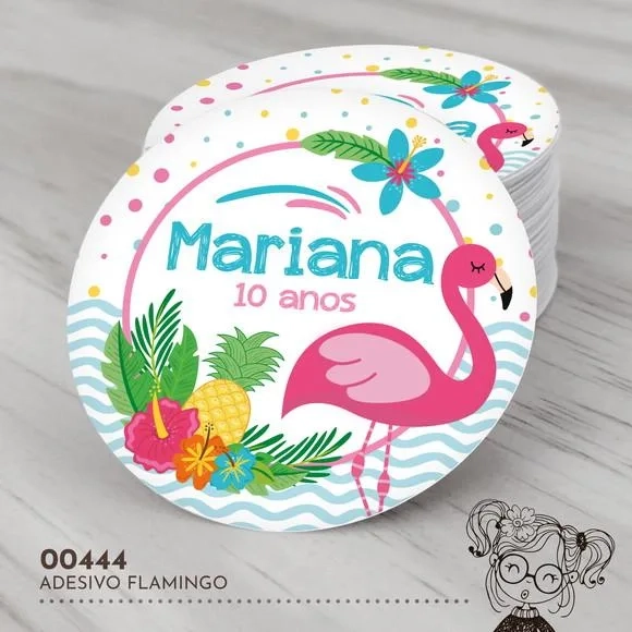 Adesivo Redondo Flamingo - 00444