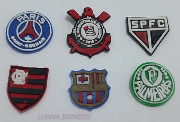 Apliques Mini Símbolos Time de Borracha - Pct C/20 Unid