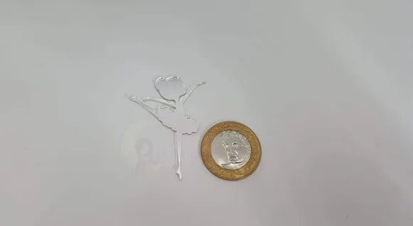 Aplique Bailarina de Acrílico Espelhado Prata 4,7cm 5 Unids