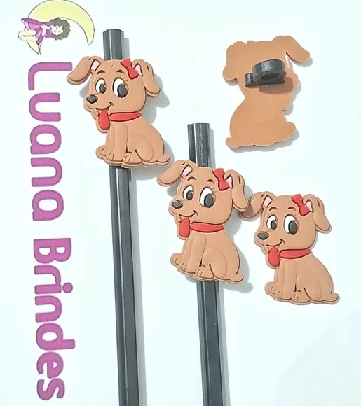 Ponteira para Lápis Cachorrinha Marrom Pacotes com 6 Peças