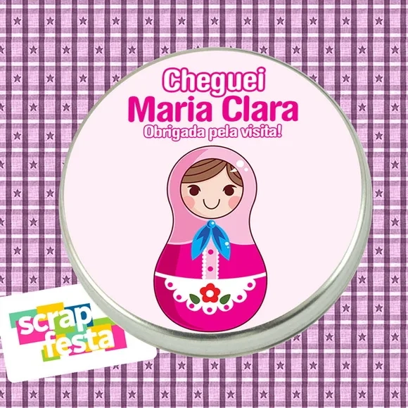 Latinha Personalizada Festa Matriosca Nascimento Menina