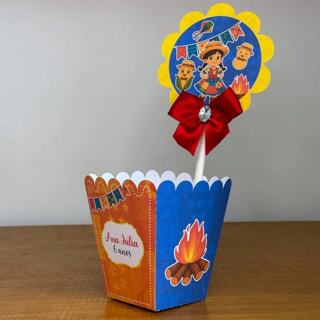 PEGUE E MONTE - Centro de Mesa FESTA JUNINA LARANJA OPÇÃO 2 - Decoração de Festa | Lembrancinhas | Aniversário | Personalizados