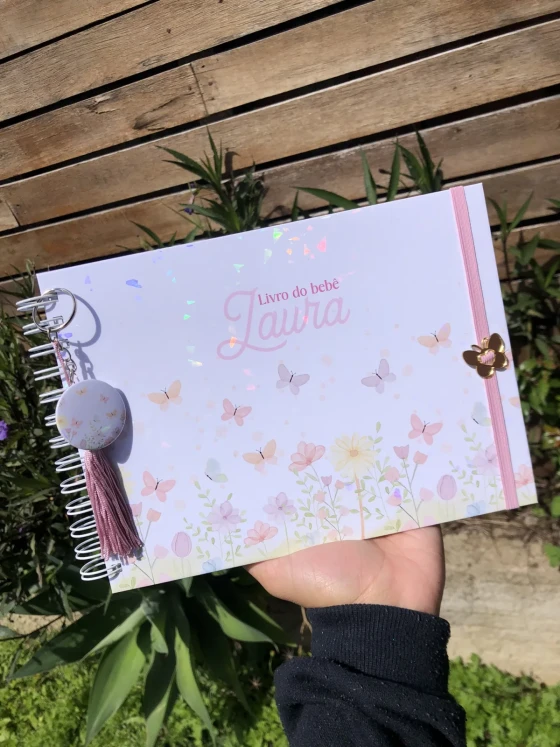 Livro do Bebê Personalizado, Álbum de Memórias e Momentos Especiais | Jardim das Borboletas