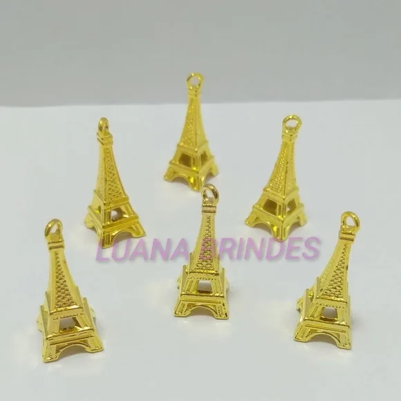 Pingente Da Torre Eiffel Dourado - Pct C/10 Unid