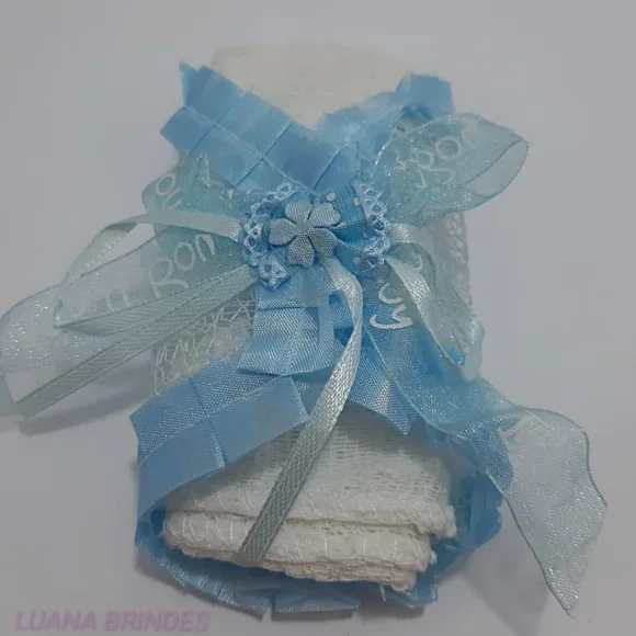 Lembrancinha Azul para Bebê com fraldinha - pct c/3 unidades