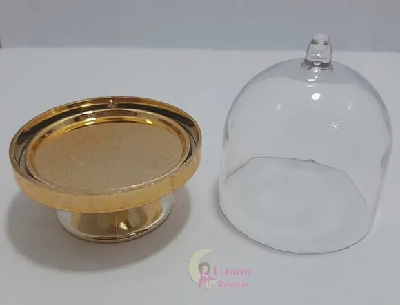 Mini Cúpula Transparente E Dourado De Acrílico -pct C/9 Unid