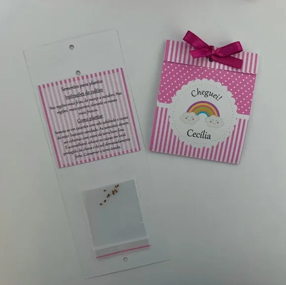 Lembrança Maternidade Sachê Sementinha Arco Íris Pink