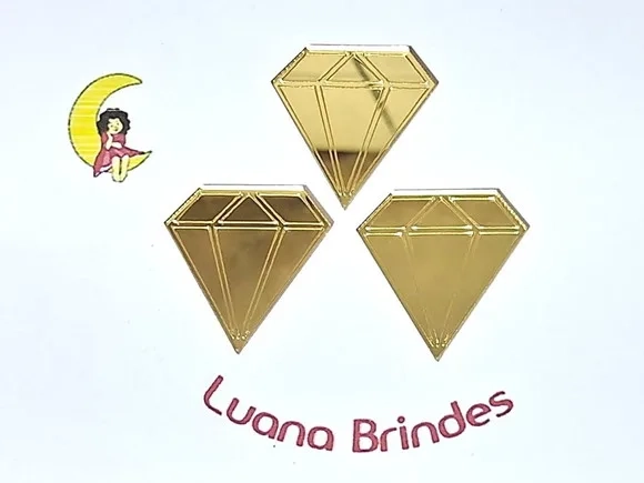 Aplique Diamante Acrílico Espelhado Pacote com 10 Unidades