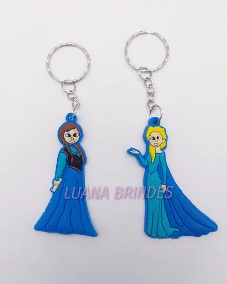 Chaveiros Frozen Emborrachados com Argola - 4 Unidades