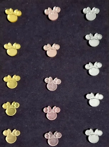 Mini Apliques Minnie Acrílico Espelhado - 2 Cartela