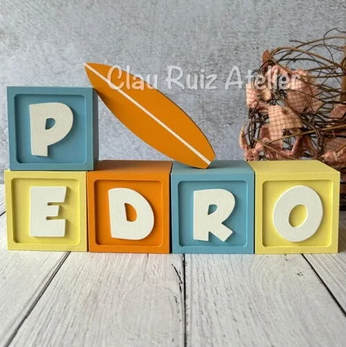 Decoração Bebê Candy Colors - Cubos 6x6cm Ts + Arco Íris.