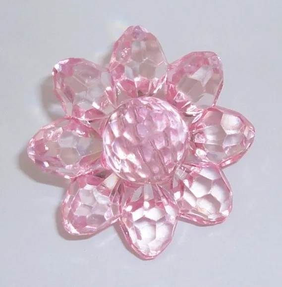 Botão Flor de Acrílico Rosa de Acrilico 3cm Pct 15 Unidades