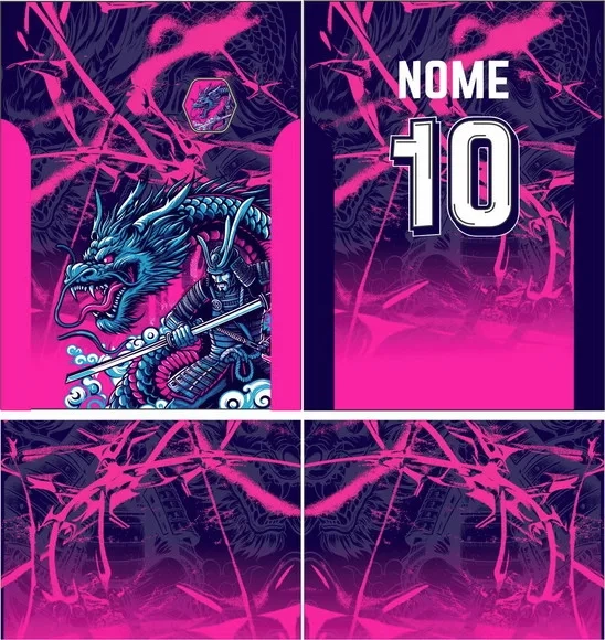 Arte Vetor Camisa Interclasse Dragão Samurai Mod-860