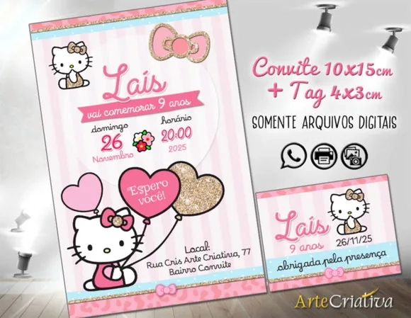 Convite Digital C/tag Hello Kitty 11