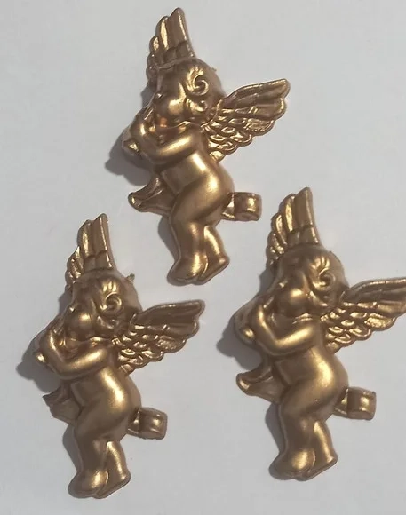 Anjinho de Acrílico Injetado Dourado - 6 Unidades