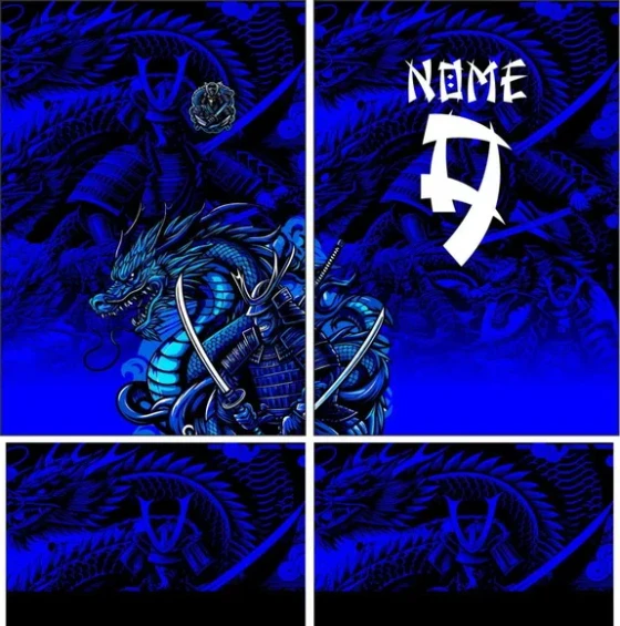 Arte Vetor Camisa Interclasse Samurai e Dragão 296
