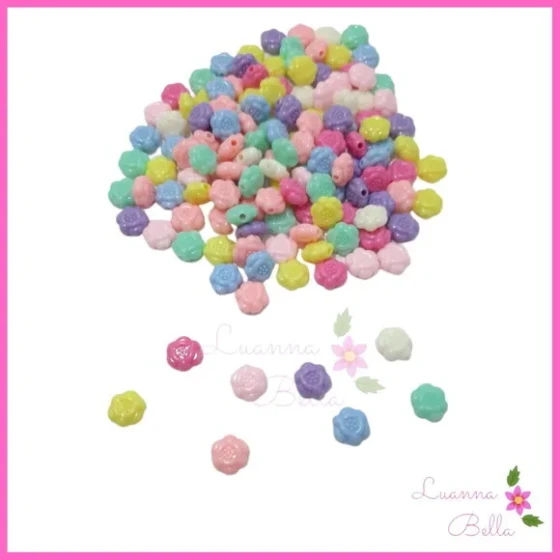 Miçangas Mini Florzinha Coloridas - Pct c/100 unids