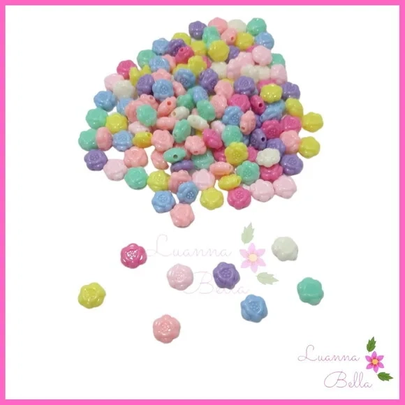 Miçangas Mini Florzinha Coloridas - Pct c/100 unids