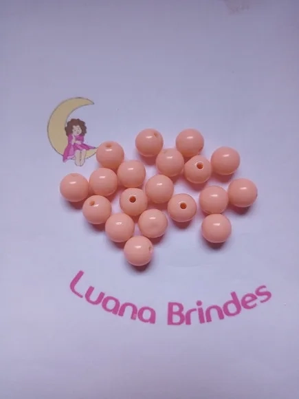 Bolinha Plástica Leitosa Salmon Furo 10mm Pct 100 Unidades