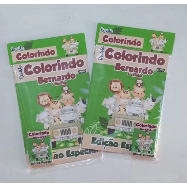 Kit Colorir com Revista e Giz de cera Personalizado Sarai Baby