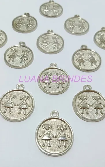 Medalha Meninas em Prata - pct c/10 unid