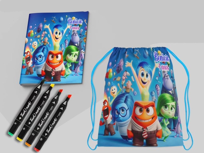 Kit Mochila e Revista de colorir com Canetinhas Divertidamente