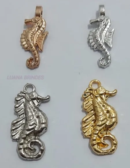Kit Pingentes Cavalo Marinho Variados de Metal-pct c/12 unid
