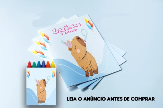 Revista para colorir com Giz de cera Personalizado da Capivara