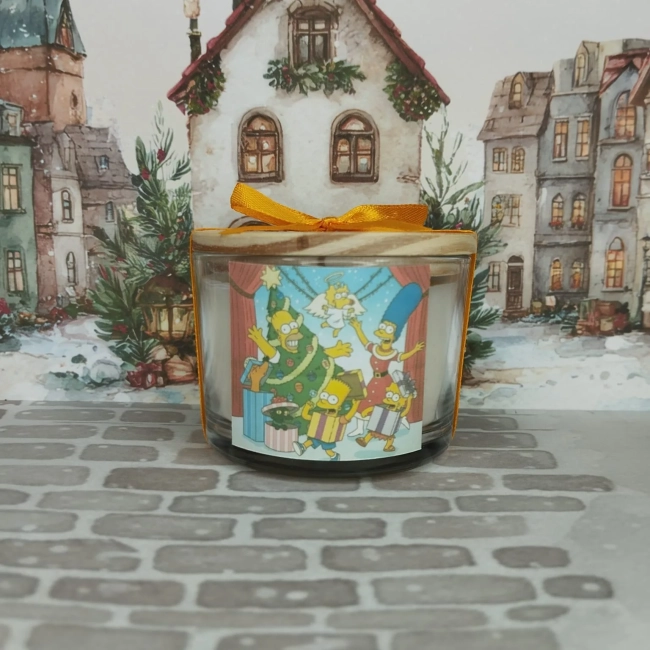 Vela Aromática no Copo Personalizada Natal Os Simpsons - Trabalhamos com outros temas - Informar  tema no chat