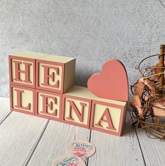 Coração - Decoração Bebê - Cubos 6x6cm Candy Ts