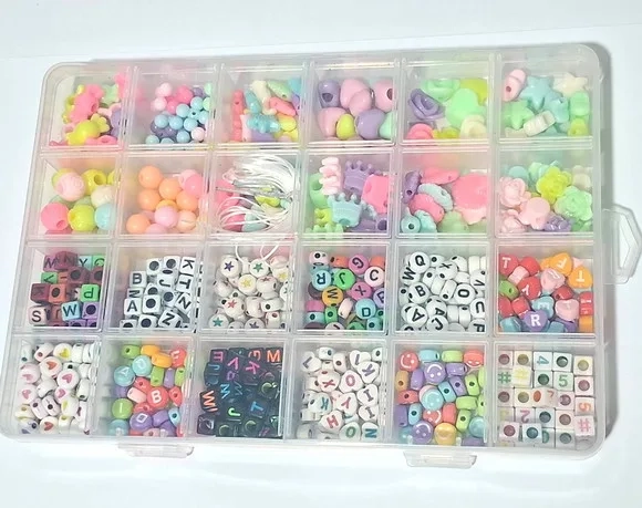 Kit Miçanga de Colar e Pulseira Caixa com Divisória